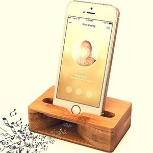 I Phone Bamboo Base, Sound Amplifire